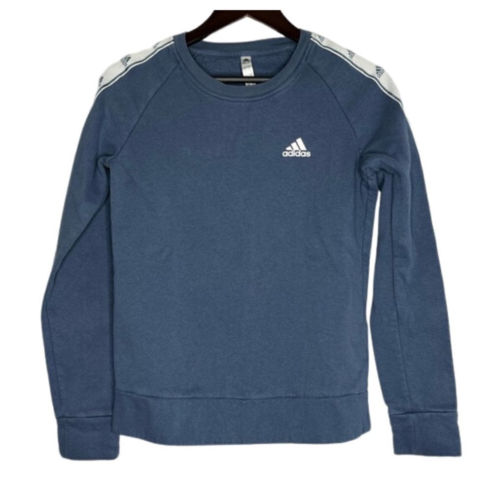 Adidas Blue Logo Ribbon Sleeve Size Small Crewneck Sweatshirt